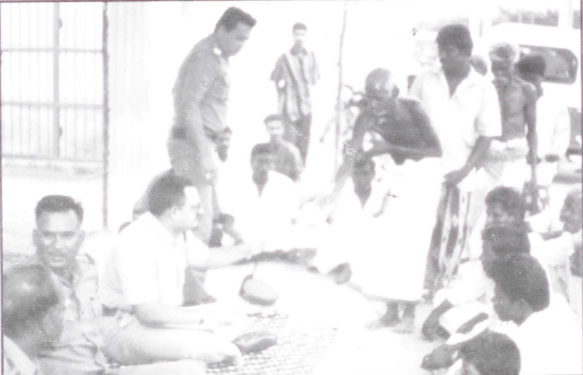 Police hearing the grievances of villagers at a camp organised at vallanadu by Tuticorin rural police  