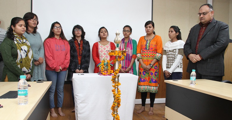Saraswati Vandana by students of NICFS in presence of Sh. Sandeep Mittal, IPS, Director, NICFS